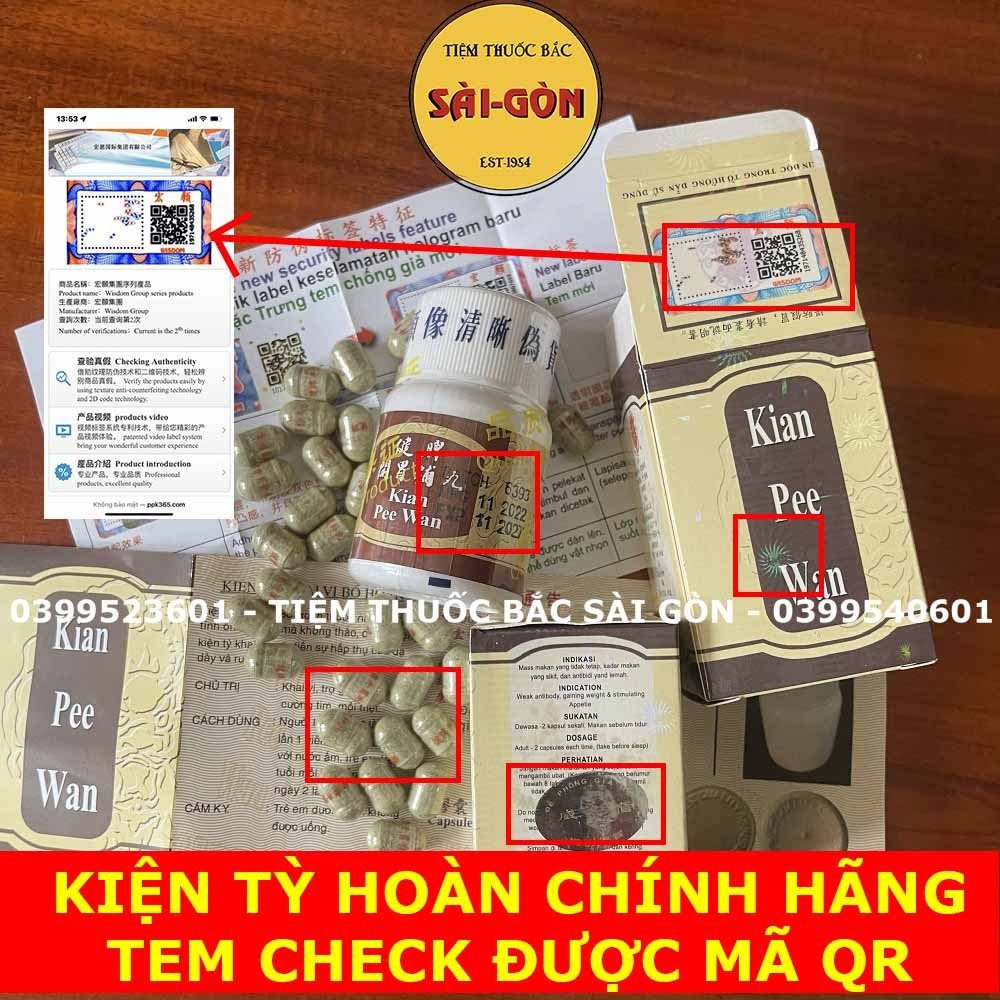 Kiện Tỳ Hoàn Chiếu Xịn CHECK ĐƯỢC MÃ - Kian Pee Wan Hỗ Trợ Tăng Cân - Hộp 30 viên (Hàng Chính Hãng, Date mới)
